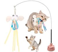 Walfront Interactive Cat Toys with Sky Blue and Pink Flower Suction Base, Indoor Cat Toy for Overweight or Inactive Cats, Multi Cat Homes, Boosts Activity, Self Play and Interactive Fun