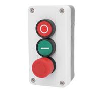 Walfront Momentary Start Stop Switch Pushbutton, ABS Housing Rubber Washer Emergency Station Box with 1NO 1NC Control, Red Green Mushroom Button for Industrial Equipment 10A IP65