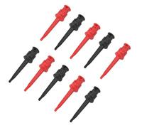 Walfront Multimeter Test Hook Clamp Kit Gold Plated Copper ABS 10pcs P5002 Clips with Powerful Spring for Electronics Repair Welding Phone Testing Tiny Components (five black and five red)
