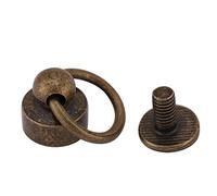 Walfront Pack of 20 Sets Brass Round Head Button Stud, Leathercraft Screws Nail Rivets, DIY Leather Craft Metal Rivet With Pull Ring Buckle for Belt Strap Bag Shoes Decoration(Bronze)