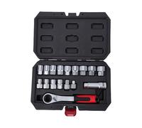 Walfront Pass Through Socket Set Pass Through Ratchet and Socket Set 17 Piece 12 Point 10-24mm 72 Tooth Reversible Ratchet CRV Steel for Threaded Rods