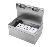 Walfront Recessed Floor Electrical Outlet Kit Embedded Electrical Outlet Box 16A 4000W 2 Sockets 2 USB Ports for Office Living Room