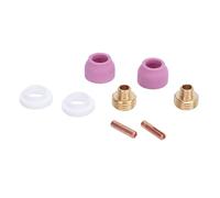 Walfront TIG Gas Lens Kit 8Pcs Brass Connector Electrode Holder Ceramic Nozzle for WP 9 20 25 Welding Torch with 2.4mm Electrode Clamp