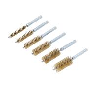 Walfront Twisted Wire Bore Brush Set 6PCS 4 Inch Rust Remover Cleaning Brush with 1 4in Hex Shank for Electric Drill Metal Tube Bottle Bore Surface Preparation (Brass Wire (Yellow))