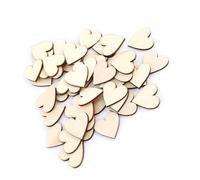 Walfront Wooden Hearts for Crafts 3mm Thick Unfinished Wood Heart Cutouts 100pcs Paintable Wooden Heart Shapes in 10mm to 80mm for DIY Wedding Home Shelf Decor Card Making (25mm)