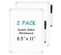 WALGLASS 2 Pack Small Dry Erase Whiteboard, 8.5 x 11 Inches Double-Sided White Board for Wall, Students, Fridge, Locker, Portable Mini White Board, Hang or Stick Whiteboard for Home, School, Office