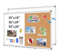 WALGLASS Combination Magnetic White Board & Cork Board, 20"x30" Cork Board White Board Combo for School, Office&Home, Dry Erase Board Bulletin Board with Removable Tray, Pins, Eraser, Markers&Magnets