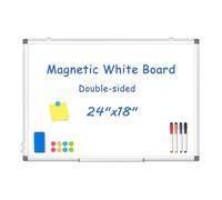 WALGLASS Double-Sided White Board, 24" x 18" Dry Erase Board Magnetic Whiteboard for Wall, Hanging Mounted Whiteboard Silver Aluminium Frame for Home, School, Office, Kitchen