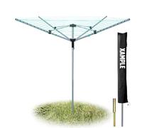 WALGREEN- 50m Rotary Washing Line- 4 Arm Design with Adjustable Height- Clothes Line for Efficient Drying- Outdoor Washing Line Spike with Ground Socket & Protective