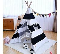 Walgreen® Kids Teepee Tent For Kids Childs Wigwam Garden Indoor Outdoor | Kids Play Tent Toys | Kids Teepee Play Tent | Wooden Poles | for Girls & Boys (Black Thick Stripe)