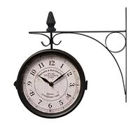 Walgreen Outdoor Garden Double Sided Clock, Paddington Station Wall Clock with Vintage Antique-Look Wall-mounted for Indoor Garden