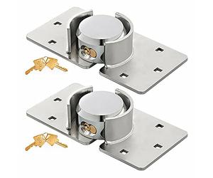 Walgreen Xample 2X Heavy Duty Van Garage Shed Door Security Padlock & Hasp Set High Security Hasp Shackle Lock 73mm Steel 2PCS, Silver
