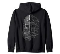 Walhalla Odins Helmet Dead Animals Raven Wolf Tree of Life Viking Zip Hoodie
