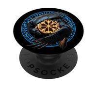 Walhalla Raven Odins Runes Nordic Compass Viking PopSockets Adhesive PopGrip