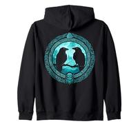 Walhalla Ravens Odins Runes Valknut Wotan's Knot Viking Zip Hoodie