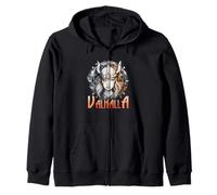 Walhalla Viking Girl Runes Nordic Valhalla Viking Zip Hoodie