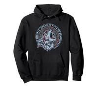 Walhalla Wolf Odins Runes Nordic Compass Viking Pullover Hoodie