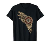 Walhalla Wolf Odins Runes Nordic Compass Viking T-Shirt