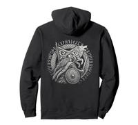Walhalla Wolf Viking Shield Runes Nordic Mythology Pullover Hoodie