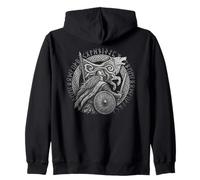 Walhalla Wolf Viking Shield Runes Nordic Mythology Zip Hoodie