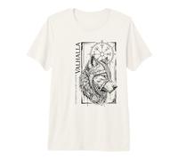 Walhalla Wolf Wolves Odins Runes Nordic Compass Viking Premium T-Shirt
