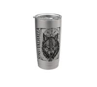 Walhalla Wolf Wolves Odins Runes Nordic Compass Viking Stainless Steel Insulated Tumbler