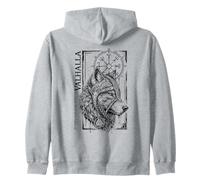 Walhalla Wolf Wolves Odins Runes Nordic Compass Viking Zip Hoodie