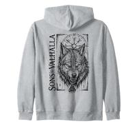 Walhalla Wolf Wolves Odins Runes Nordic Compass Viking Zip Hoodie