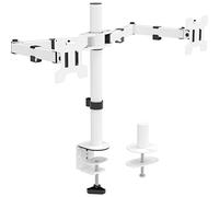 WALI Dual Monitor Arm for Screen Up to 27 Inch, Articulating Dual Monitor Stand with Tilt Swivel Rotate, Fully Adjustable Double Monitors Arm, Holds Screen Up to 10 kg, VESA 75 & 100mm, White (M002-W)