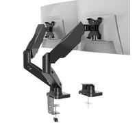 WALI Dual Monitor Arm for Screen Up to 32 Inch and 9 kg, Fully Adjustable Gas Spring Arm, Double Monitor Stand Desk Mount with C Clamp & Grommet Mounting, VESA 75 & 100mm, Black (GSMP002)