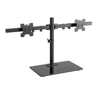 WALI Dual Monitor Stand for 13 to 27 Inch Screen, Freestanding Arm With Tilt Swivel Rotate Extension, Height Adjustable, Holds Up to 10 KG/Arm, VESA 75 & 100mm (GMF002)