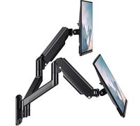 WALI Dual Monitor Wall Mount for Screen up to 32 Inch and 10 kg, Fully Adjustable Double Gas Spring Monitor Arm with Tilt Swivel Rotate, Arm Max Extension 49 cm, VESA 75 & 100mm (GSWM002), Black