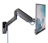 WALI Single Monitor Wall Mount for 17-32 Inch Screen, Fully Adjustable Gas Spring Monitor Arm with Tilt Swivel Rotate, Holds up to 10 kg, Arm Max Extension 49 cm, VESA 75 & 100mm (GSWM001), Black