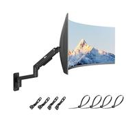 WALI Single Monitor Wall Mount for 17" to 49" Screen, Ultrawide Monitor Wall Mount with Fully Adjustable Gas Spring Arm, Holds Up to 20 kg, VESA 75 & 100mm(GSWM001XL-P), Black