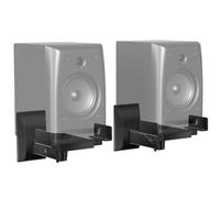 WALI Speaker Wall Mounts, Dual Side Clamping Bookshelf Mounting Bracket for Large Surrounding Sound Speakers, Retractable Speaker Bracket, Angle Adjustable, Holds Up to 25 kg, 1 Pair, Black (SWM201)