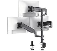 WALI Triple Monitor Mount for 17-32 Inch Screens, Full Adjustable 3 Monitors Desk Mount with Clamp & Grommet Base, Gas Spring Monitor Arm, up to 9kg Each, VESA 75x75 100x100 mm (GSDM003XL), Black