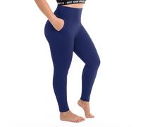 Walifrey Plus Size Leggings with Pockets for Women, High Waist Opaque Tummy Control Leggings Navy Blue 4XL