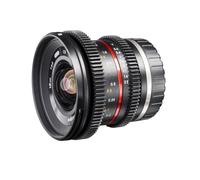 Walimex Pro 12mm 1:2.2 VCSC wide-angle lens compatible with Sony E Mount lens bayonet (MC lenses/Nano Coating, gear ring, stepless aperture/focus, removable lens hood) black