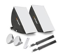 Walimex pro 2 x Softbox 40 x 60 cm 60 W Bi-Colour LED I Powerful Continuous Light Including 2 x Tripods, 2 x Diffuser and Remote Control I Colour Temperature 3,000-6,000 K I For Professional Photos