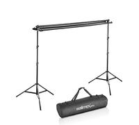 Walimex pro 3-fold background system 145-290cm I for up to 3 screens made of paper & fabric I stable photo background system for studio & mobile I for photography, video & green screen I