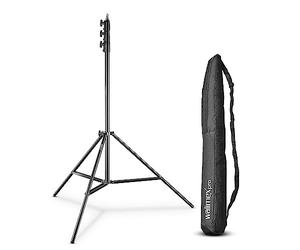 Walimex pro AIR 355 lamp stand - light stand with air suspension, max. height 355 cm, 8 kg load capacity, very high and stable, aluminium, light stand for photography studio outdoor, black