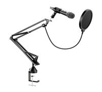 Walimex Pro Boya HM2 Microphone and Microphone Arm Set, Handheld USB-C Microphone with 120 cm Cable, 360° Desk Arm with Pop Filter and Windscreen