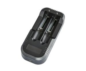 Walimex pro Dual Charger for Li-Ion battery 18650 18350 - With intelligent IC chip against overcharging, automatic charging current selection, for max. 2 batteries Gimbal, e-cigarettes, RC-Car UVM.