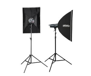 Walimex pro Emerger 200 Set Double - Powerful Studio Flash Light with 2.4 GHz Receiver, 200 Ws, Short Recharge Time, LED Setting Light, 16 Channels and 4 Groups, Compact and Mobile