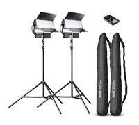 Walimex pro LED Sirius 160 Daylight set of 2 with tripod + remote control - 2x 65W Daylight surface light, studio light, 2x 65 Watt 6000 lumen, 5600K, dimmable, with remote control, for photo + video