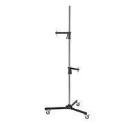 Walimex pro mobile tripod 223cm - Robust studio tripod with 2 clamp holders that can be moved quickly and stable rollers, loadable up to 12kg - Ideal for the diverse attachment of studio equipment