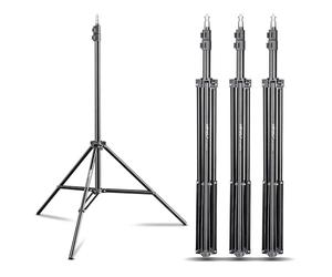 Walimex pro WT-803 Set of 4 Light Tripods, 208 cm, Lightweight Aluminium Light Stand, Height Max. 208 cm, Load Capacity 3.5 kg for Photography, Studio, Mobile Video Flash, Softbox, Ring Light, with
