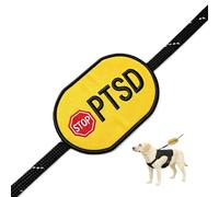Walitefu PTSD Dog Leash Wrap - 2-in-1 Double-Sided Patch Set, Two Separate Hook & Loop Patches for Leash, Vest, or Harness, Highly Visible Warning for Working Dogs