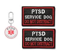 Walitefu PTSD Dog Patches 2pcs, PTSD ID Tag Double Side Engraved Easily Attach to Vest, Collar, Harness (Medium 2.1 x 4.13 inches)