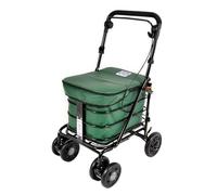 Walk and Rest The Prestige Ultimate Shopper Folding Shopping Trolley with Seat, Handbrake, 4 Easy Glide Swivelling Wheels, Forest Green